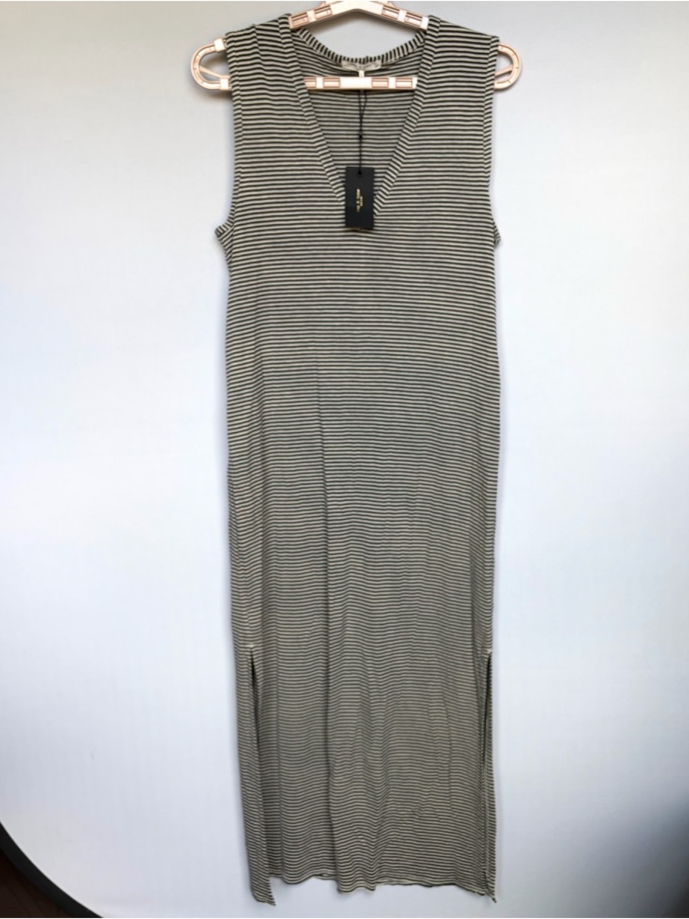 Rag & Bone Michal Striped Slub Jersey Midi Dress Sz S Casual Linen Blend NWT - Picture 11 of 16